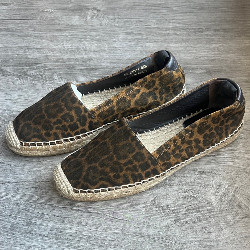 Authentic YSL Saint Laurent Espadrilles Leopard Suede Women’s 36.5 / US 6.5